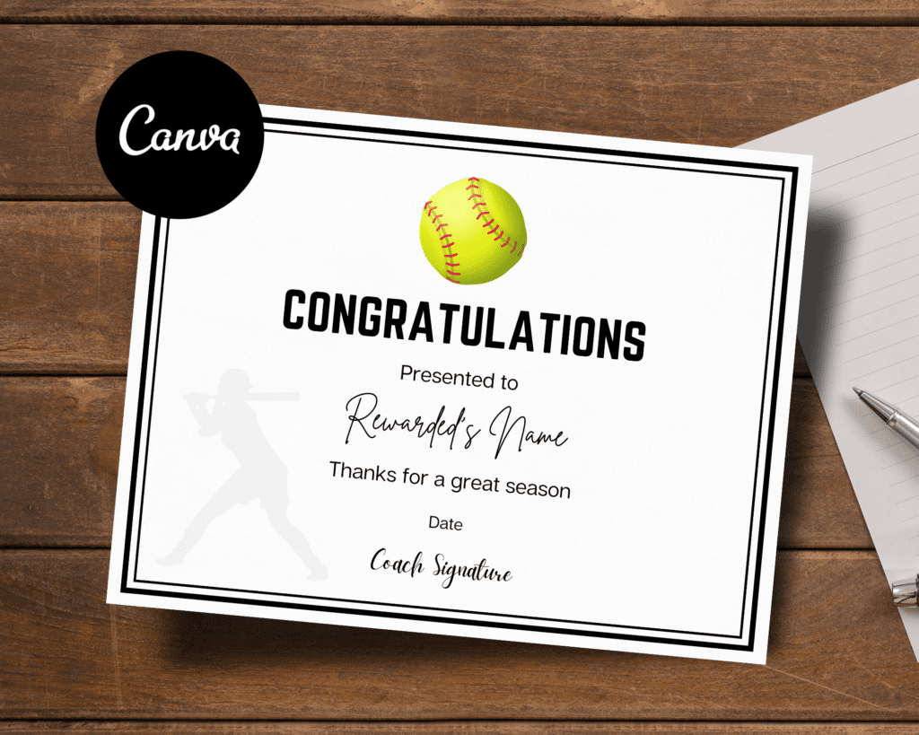 Custom Softball Award Certificate Template Amwa Templates