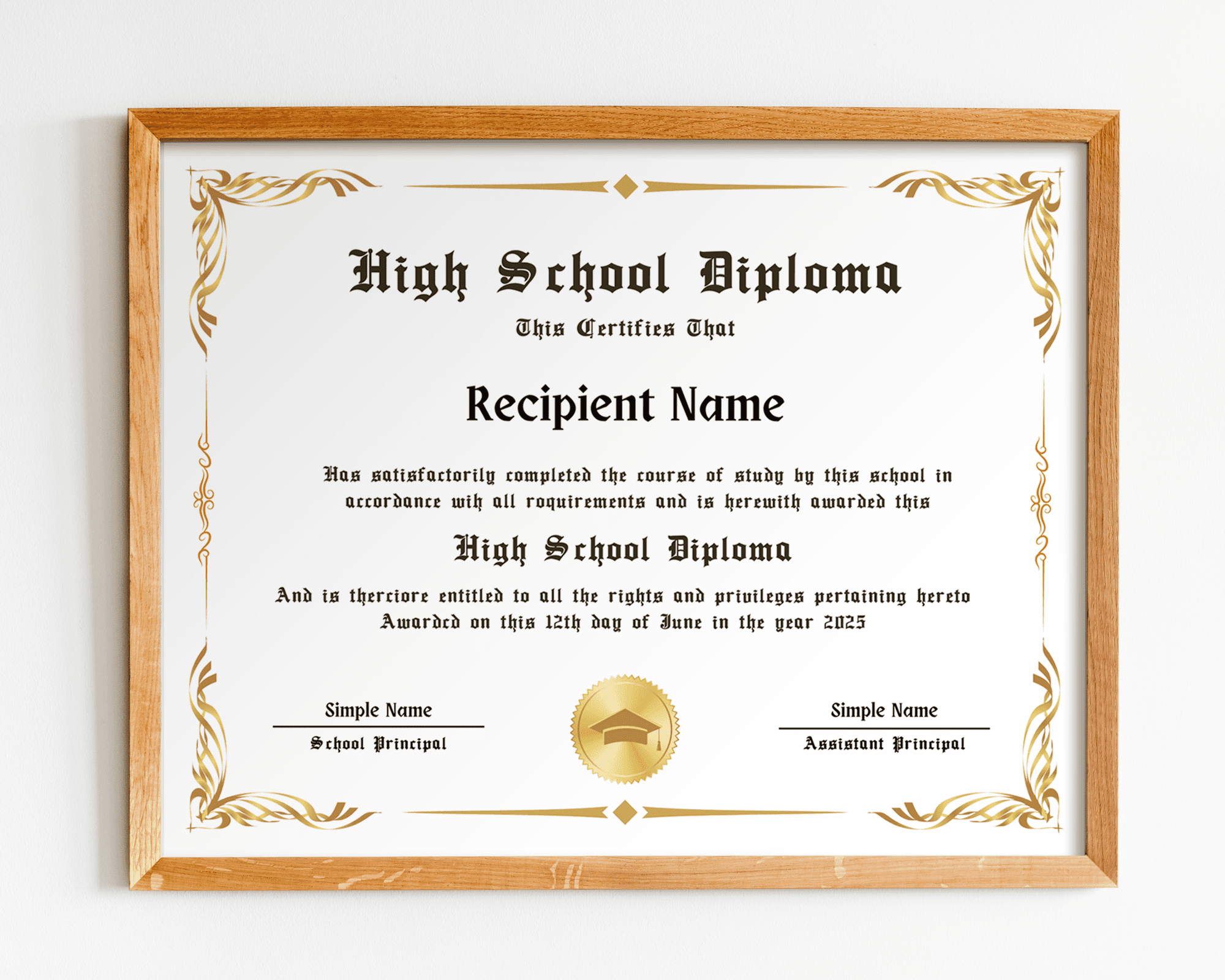 Customizable High School Diploma Template | Amwa Templates