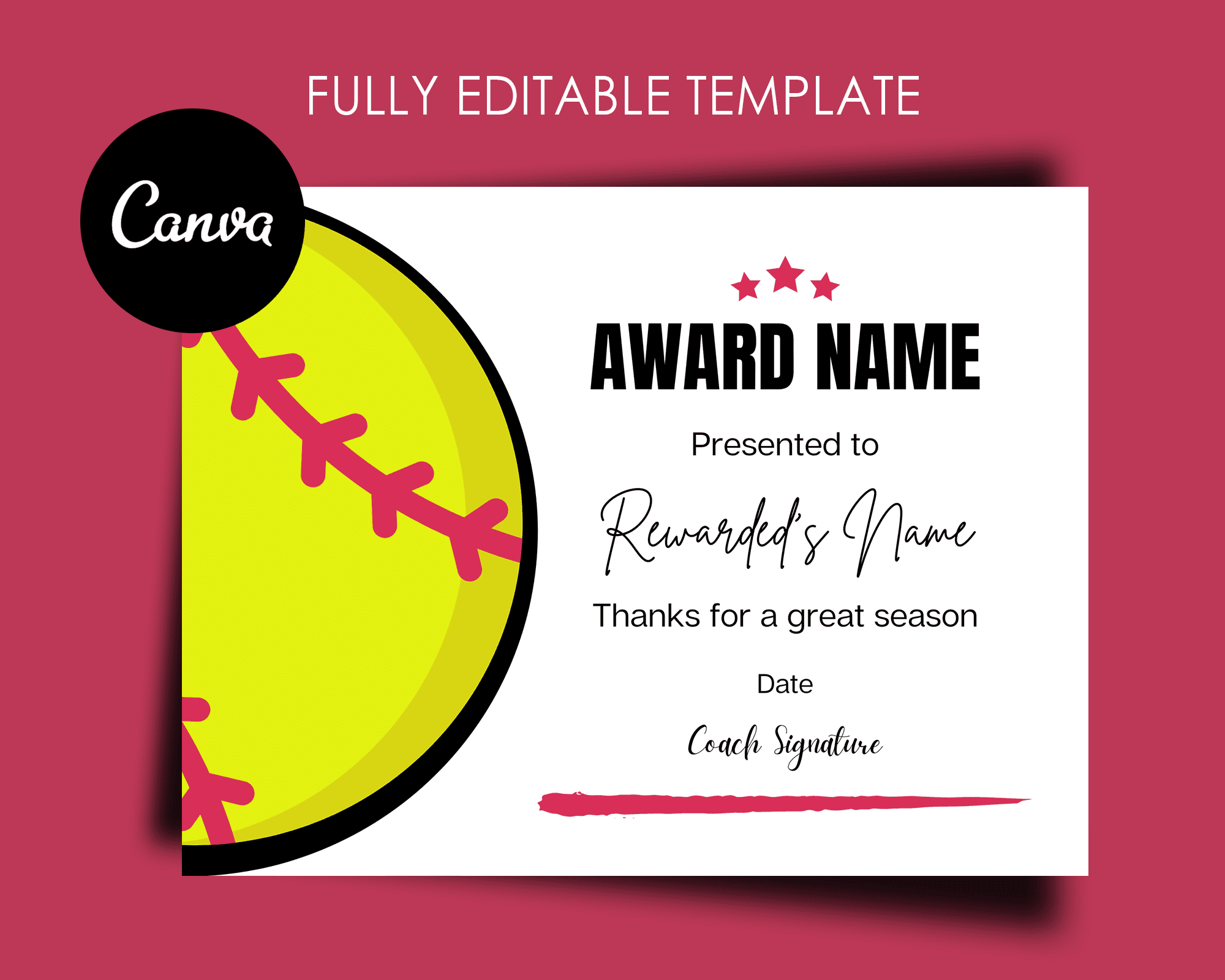 Softball Award Certificate Template | Amwa Templates